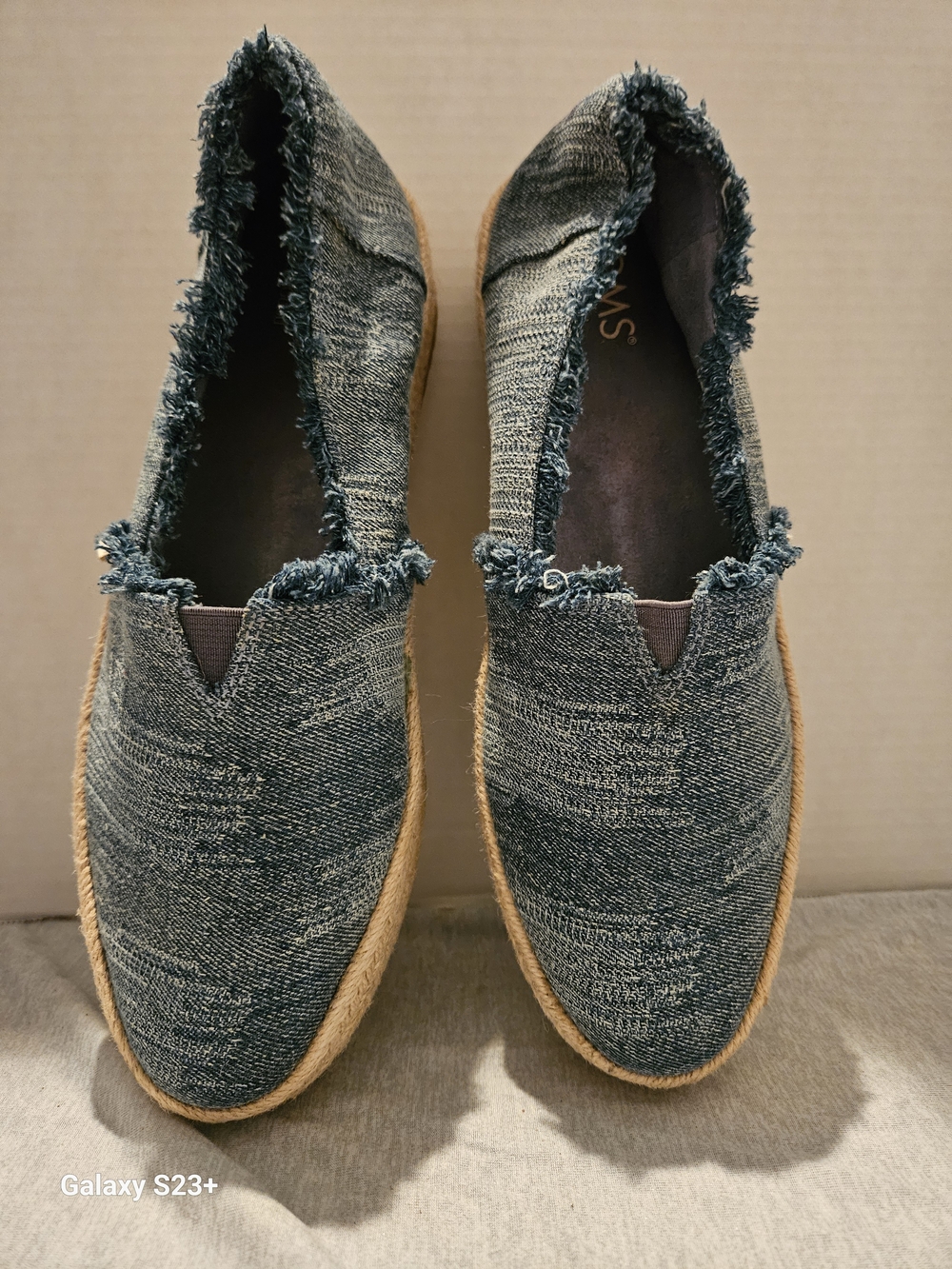 Toms Denim Blue Frayed Slip-On Espadrilles